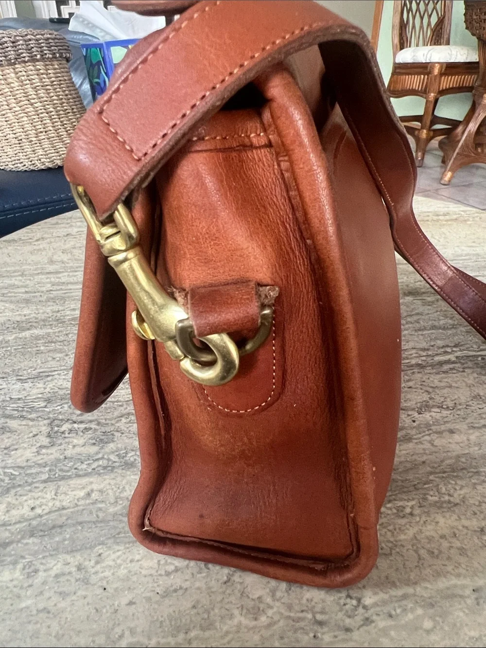 Coach Brown Leather Turnlock Crossbody Bag